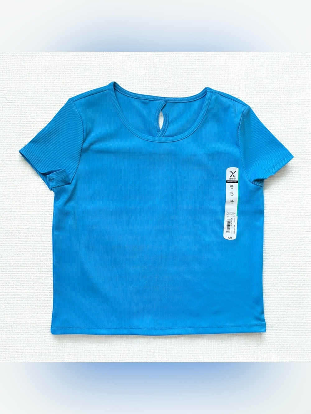 NWT Xersion Ribbed Short Sleeve Active T-Shirt Blue Girls Size 16 XL Quick Dri
